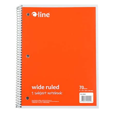 C-Line Products 1-Subject Notebook, Wide Ruled, Orange, PK48 22042-CT